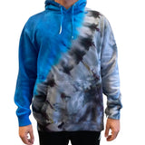 Tie-dyed hoodie sweatshirt in blue and gray from the Lions Bundle clothing collection