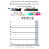 Color My Clothes color palette selection chart displaying color families and color card options