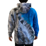 Tie-dyed hoodie sweatshirt in blue, gray, and black patterns for Lions clothing bundle