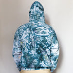 Tie dye DDH Hoodie sweatshirt in blue and white with size recommendations