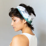 Turquoise and white marbled silk BrightlyTwisted headband features stylish hair accessory