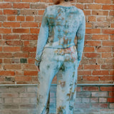 Tie-dyed sweatsuit in soft blue and brown tones from the Perfect Pant collection