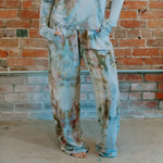 Tie-dyed Perfect Pant sweatpants in stylish blue and brown tones