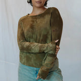 Soft Serena Top in olive green velvet with long sleeves for a luxurious look