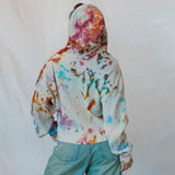 Sophie pullover tie-dyed hoodie in pink, orange, turquoise on mso-data-placement same-cell