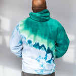 Tie-dyed hoodie sweatshirt in turquoise and blue colors for Michigan State clothing