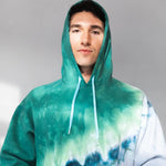 Tie-dyed turquoise and white hoodie sweatshirt for Michigan State clothing collection