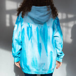 Bright blue tie-dye hoodie with white streaks from Detroit Lions Unfinished Business collection