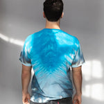 Tie-dye Detroit Lions Unfinished Business Shirt in blue and white worn backwards