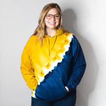 Yellow and navy blue tie dye hoodie sweatshirt for Michigan State custom clothing