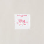 A card describing the pink color socks.