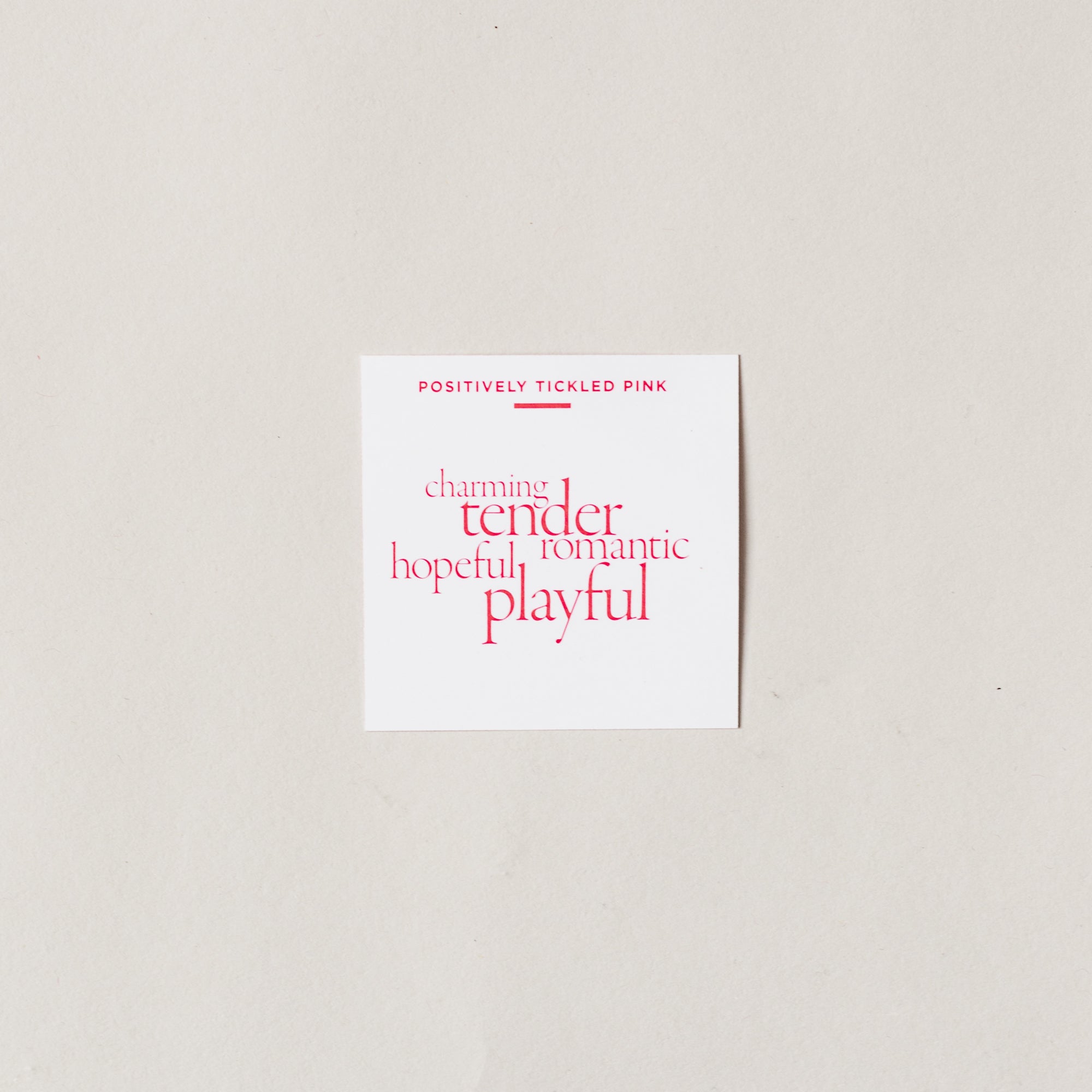 A card describing the pink color socks.